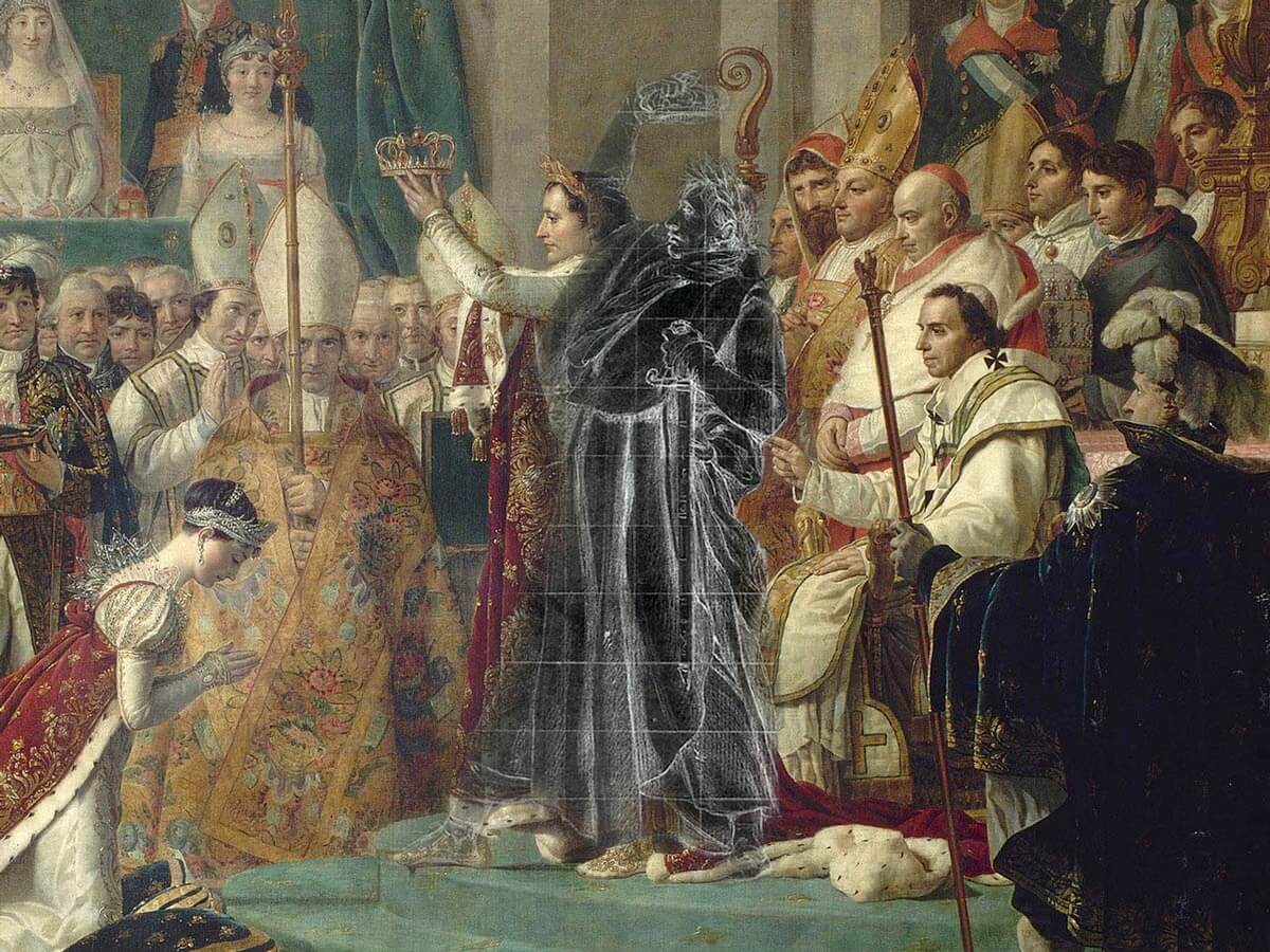 Sketch of Napoleon over Caesar